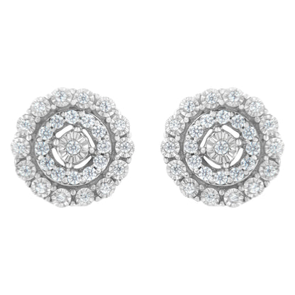 10KT White Gold 1/2 cttw Double Halo Brilliant Round-Cut Diamond Stud Earrings (I-J Clarity, I2-I3 Color) by Bids.com