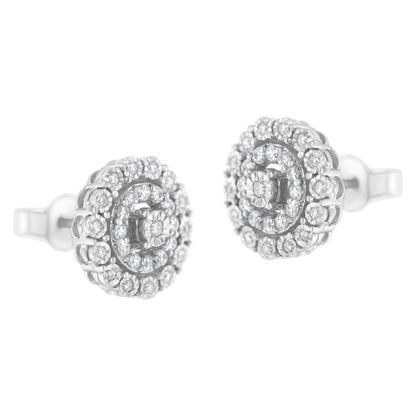 10KT White Gold 1/2 cttw Double Halo Brilliant Round-Cut Diamond Stud Earrings (I-J Clarity, I2-I3 Color) by Bids.com