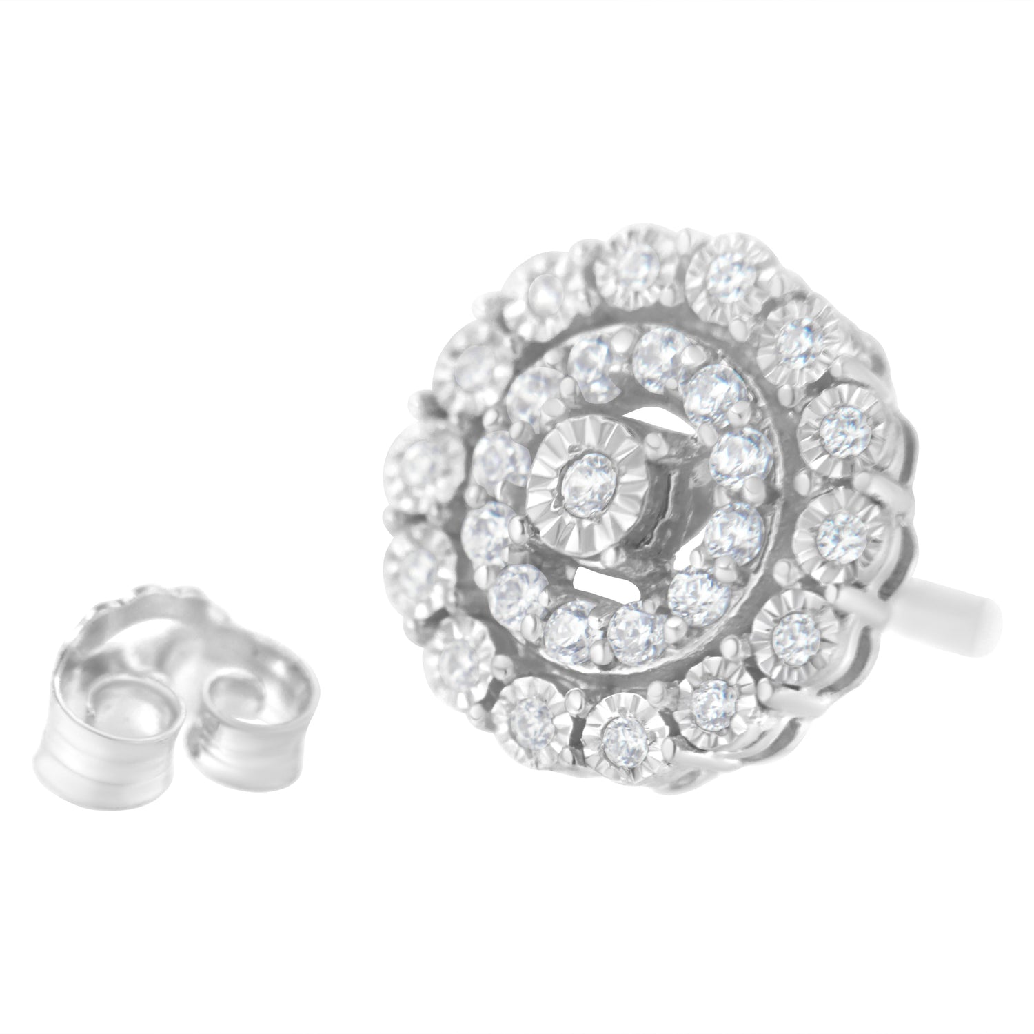 10KT White Gold 1/2 cttw Double Halo Brilliant Round-Cut Diamond Stud Earrings (I-J Clarity, I2-I3 Color) by Bids.com