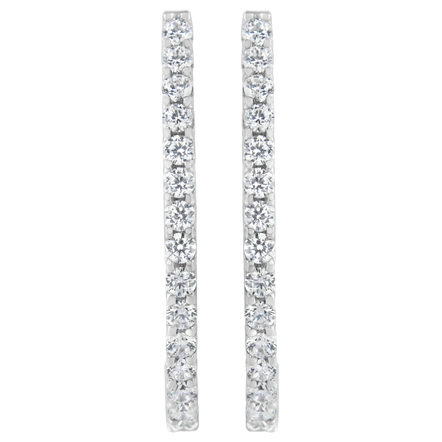 14K White Gold 2.0 Cttw Round Brilliant Cut Diamond Oblong Hinged Leverback Hoop Earrings (I-J Color, I1-I2 Clarity) by Bids.com
