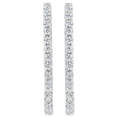 14K White Gold 2.0 Cttw Round Brilliant Cut Diamond Oblong Hinged Leverback Hoop Earrings (I-J Color, I1-I2 Clarity) by Bids.com
