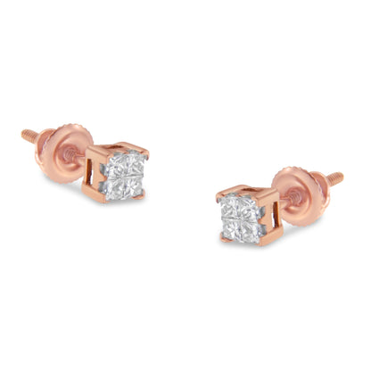 10KT Yellow Gold Princess Diamond Stud Earring (1/4 cttw, J-K Color, I1-I2 Clarity) by Bids.com