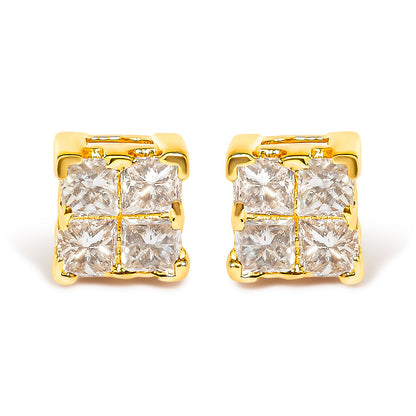 10KT Yellow Gold Princess Diamond Stud Earring (1/4 cttw, J-K Color, I1-I2 Clarity) by Bids.com