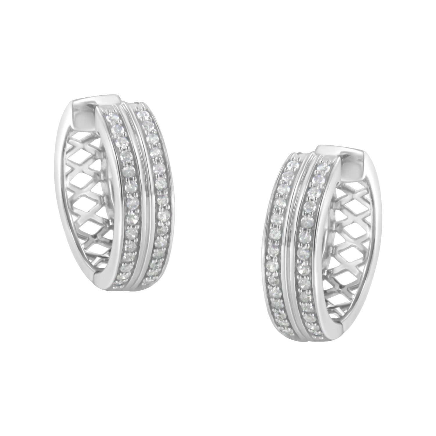 10K White Gold Diamond Hoop Earring (1/2 cttw, I-J Color, I2-I3 Clarity) by Bids.com