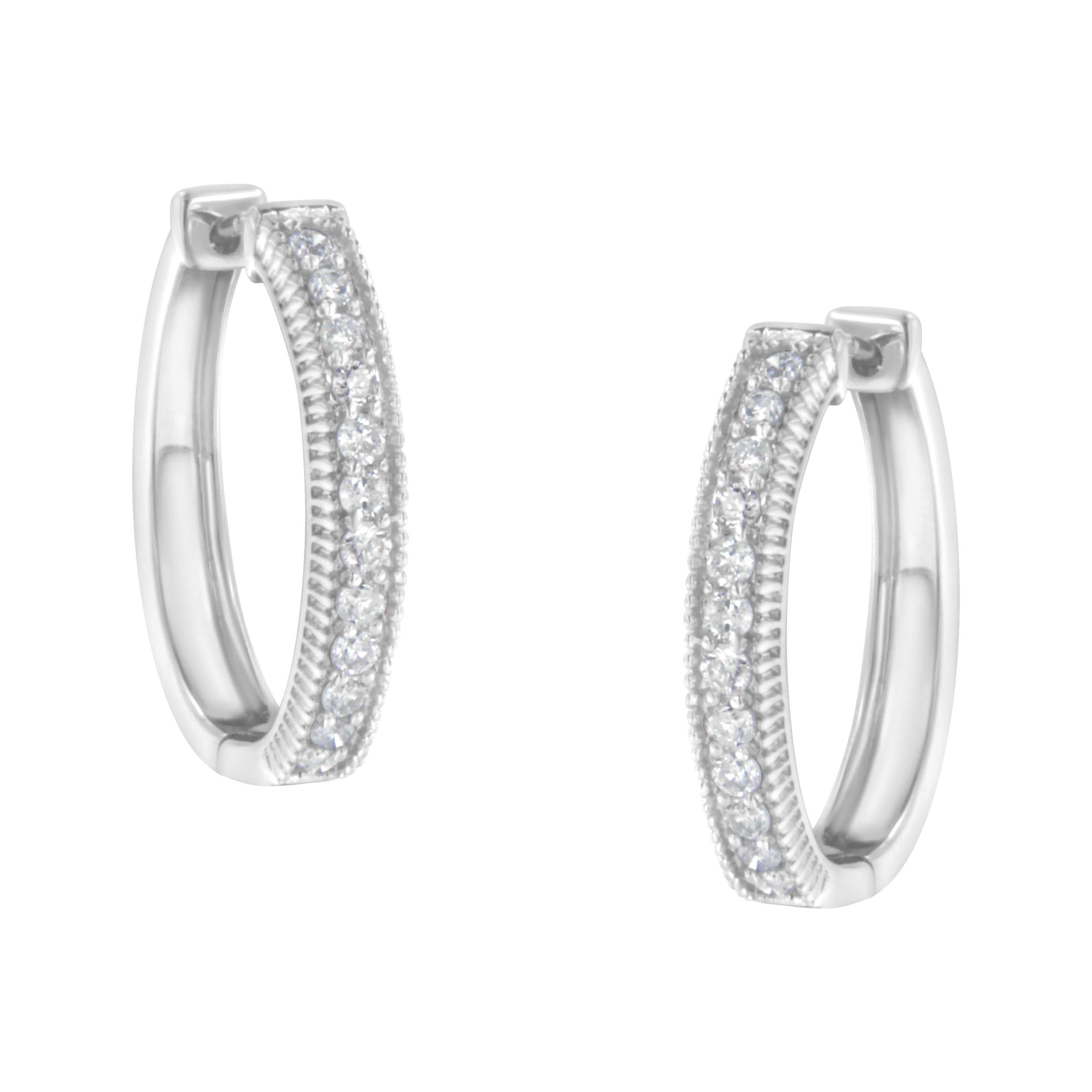 10KT White Gold Diamond Hoop Earring (1.00 cttw, H-I Color, I1-I2 Clarity) by Bids.com
