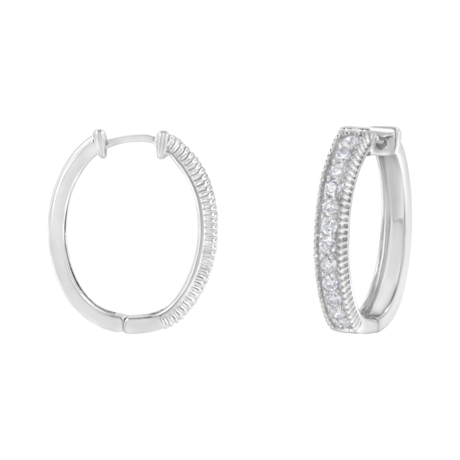 10KT White Gold Diamond Hoop Earring (1.00 cttw, H-I Color, I1-I2 Clarity) by Bids.com