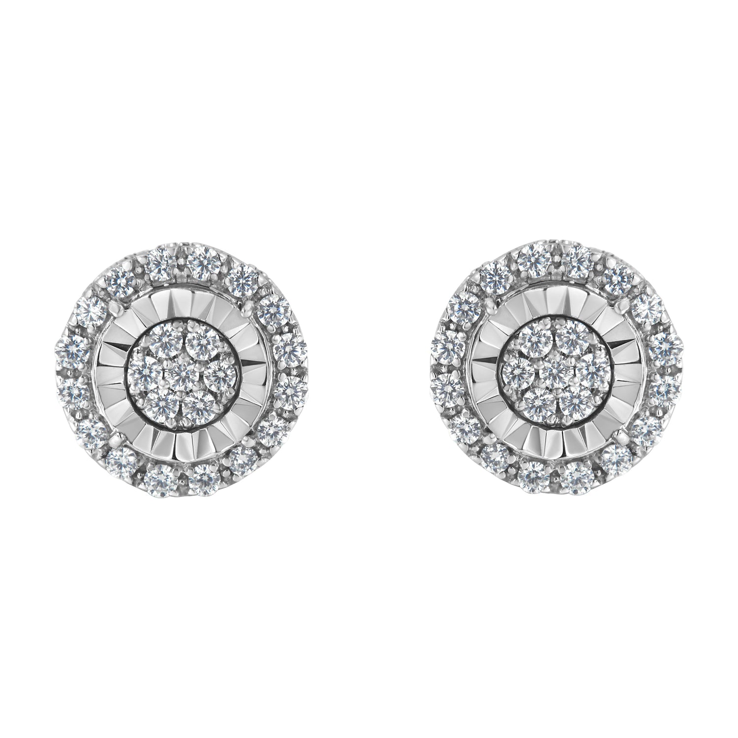 Sterling Silver Diamond Cluster Earrings (1 cttw, I-J Color, I2-I3 Clarity) by Bids.com