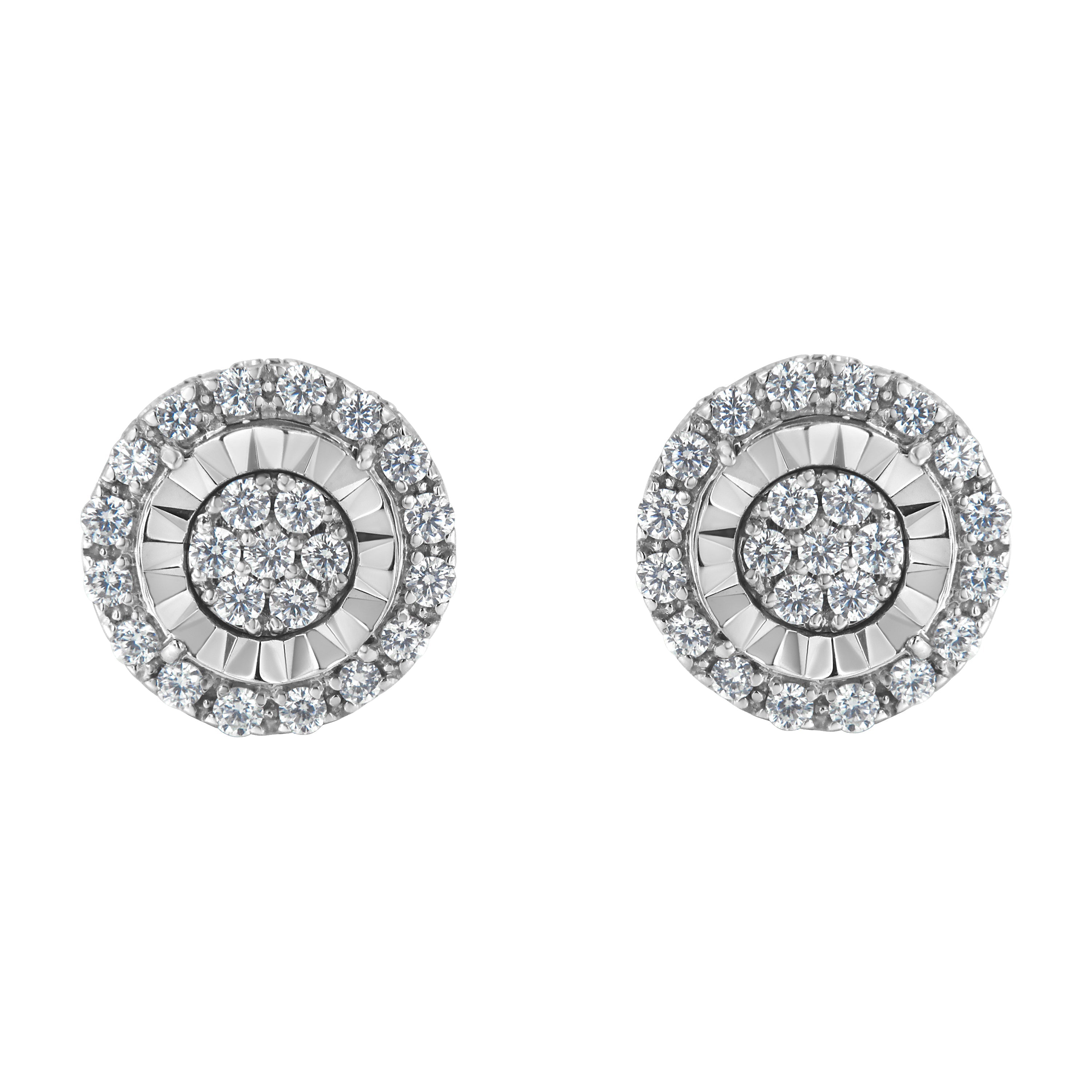 Sterling Silver Diamond Cluster Earrings (1 cttw, I-J Color, I2-I3 Clarity) by Bids.com