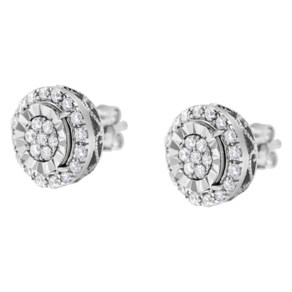 Sterling Silver Diamond Cluster Earrings (1 cttw, I-J Color, I2-I3 Clarity) by Bids.com
