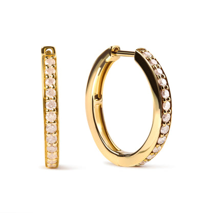 10K Yellow Gold 1/2 Cttw Round-Cut Diamond Hoop Earrings (I-J Color, I2-I3 Clarity) by Bids.com