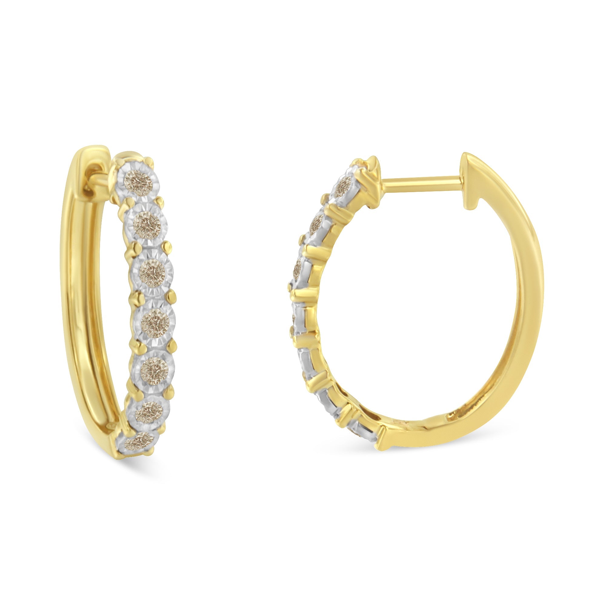 10KT Two-Toned Gold Diamond Hoop Earring (1/2 cttw, J-K Color, I2-I3 Clarity) by Bids.com