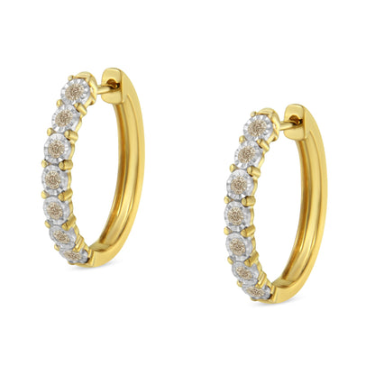 10KT Two-Toned Gold Diamond Hoop Earring (1/2 cttw, J-K Color, I2-I3 Clarity) by Bids.com