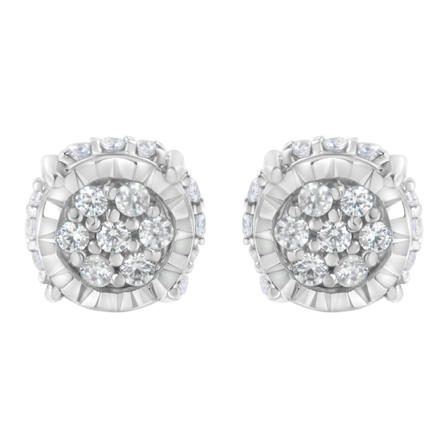 .925 Sterling Silver 1/3 cttw Round-cut Diamond Floral Stud Earring (I-J Clarity, I3 Color) by Bids.com