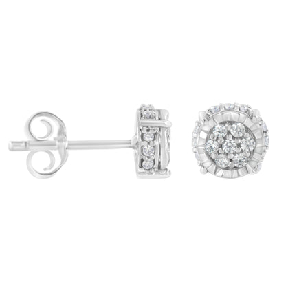 .925 Sterling Silver 1/3 cttw Round-cut Diamond Floral Stud Earring (I-J Clarity, I3 Color) by Bids.com