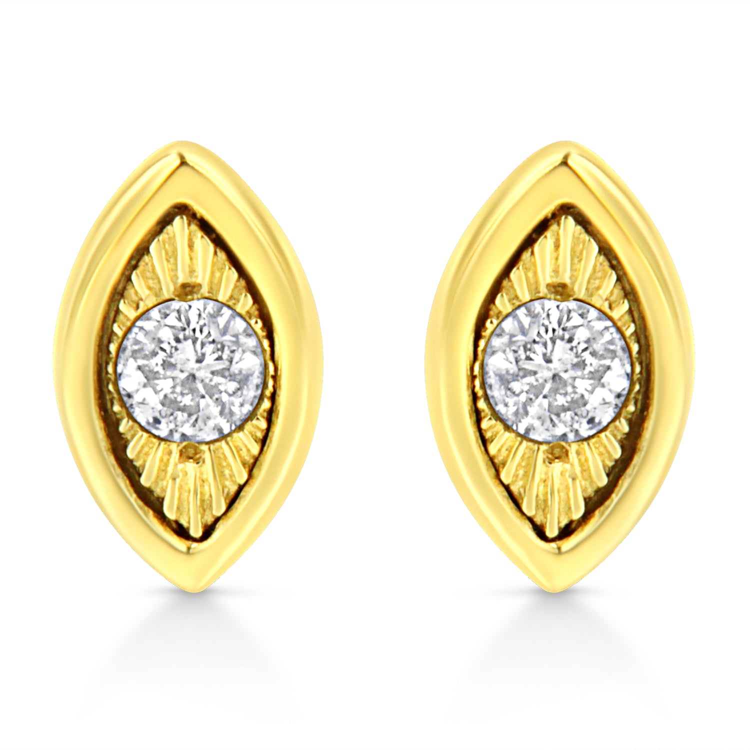 10K Yellow Gold Plated .925 Sterling Silver 1/10 Cttw Miracle-Set Diamond Circle Shape Stud Earrings (K-L Color, I2-I3 Clarity) by Bids.com