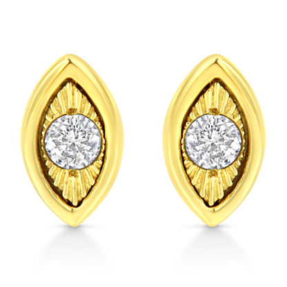 10K Yellow Gold Plated .925 Sterling Silver 1/10 Cttw Miracle-Set Diamond Circle Shape Stud Earrings (K-L Color, I2-I3 Clarity) by Bids.com