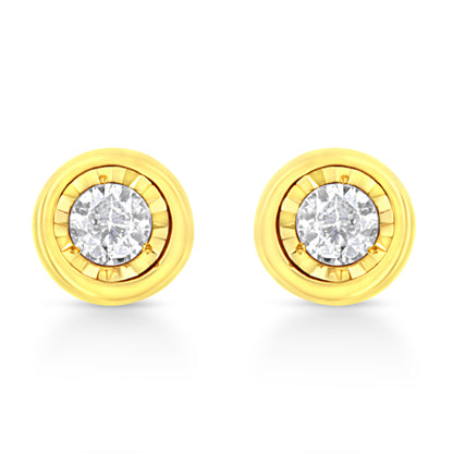 10K Yellow Gold Plated .925 Sterling Silver 1/10 Cttw Miracle-Set Diamond Circle Shape Stud Earrings (K-L Color, I2-I3 Clarity) by Bids.com