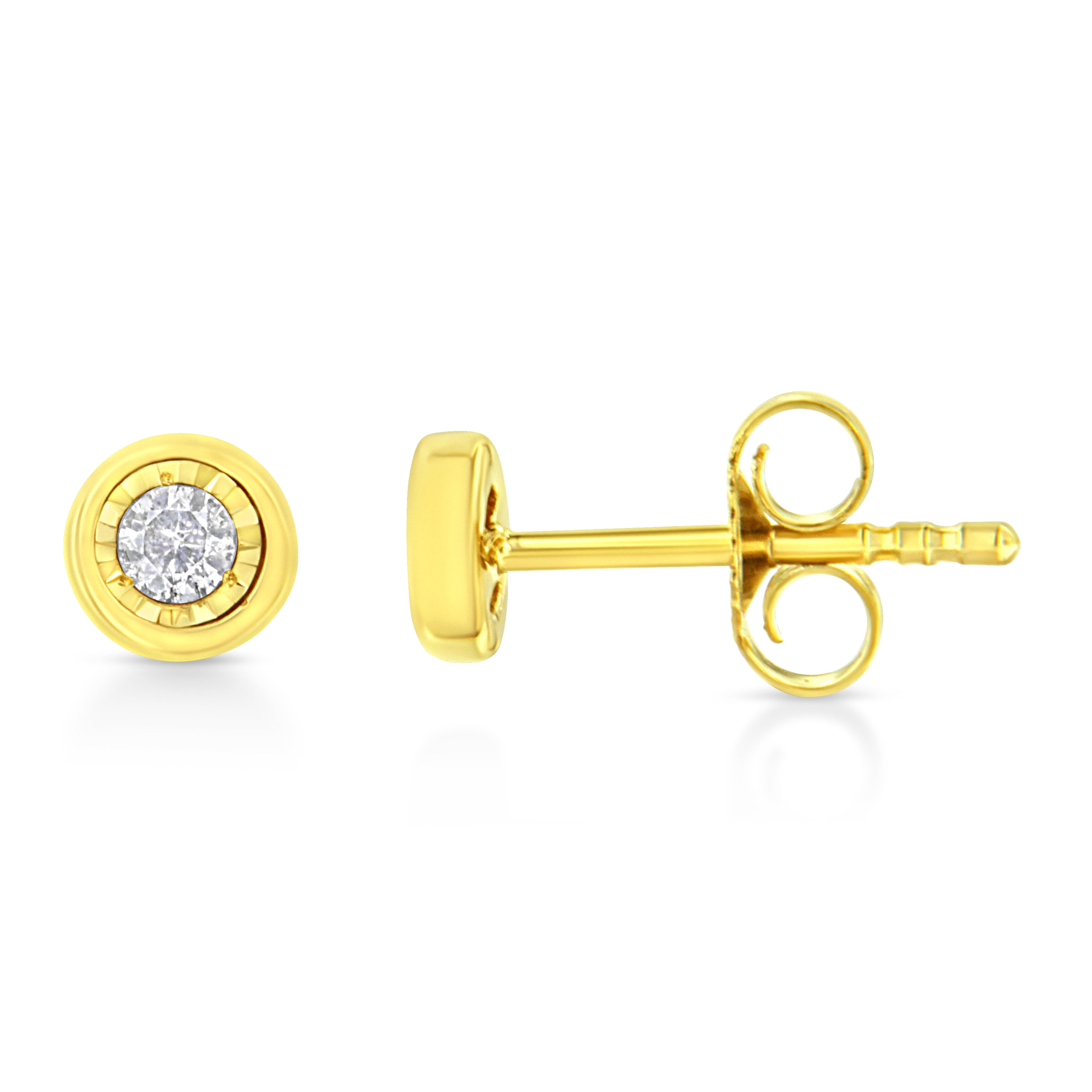 10K Yellow Gold Plated .925 Sterling Silver 1/10 Cttw Miracle-Set Diamond Circle Shape Stud Earrings (K-L Color, I2-I3 Clarity) by Bids.com