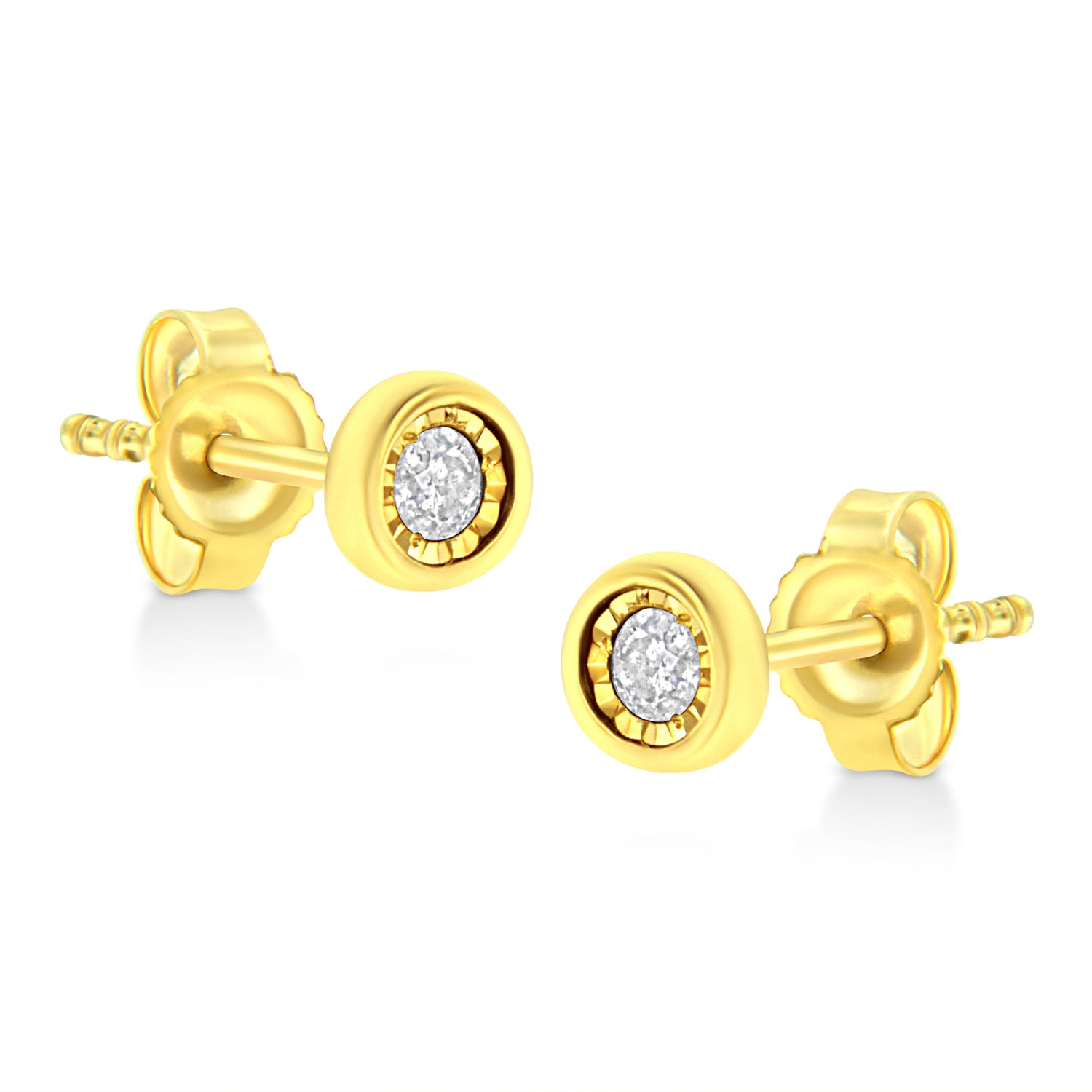 10K Yellow Gold Plated .925 Sterling Silver 1/10 Cttw Miracle-Set Diamond Circle Shape Stud Earrings (K-L Color, I2-I3 Clarity) by Bids.com