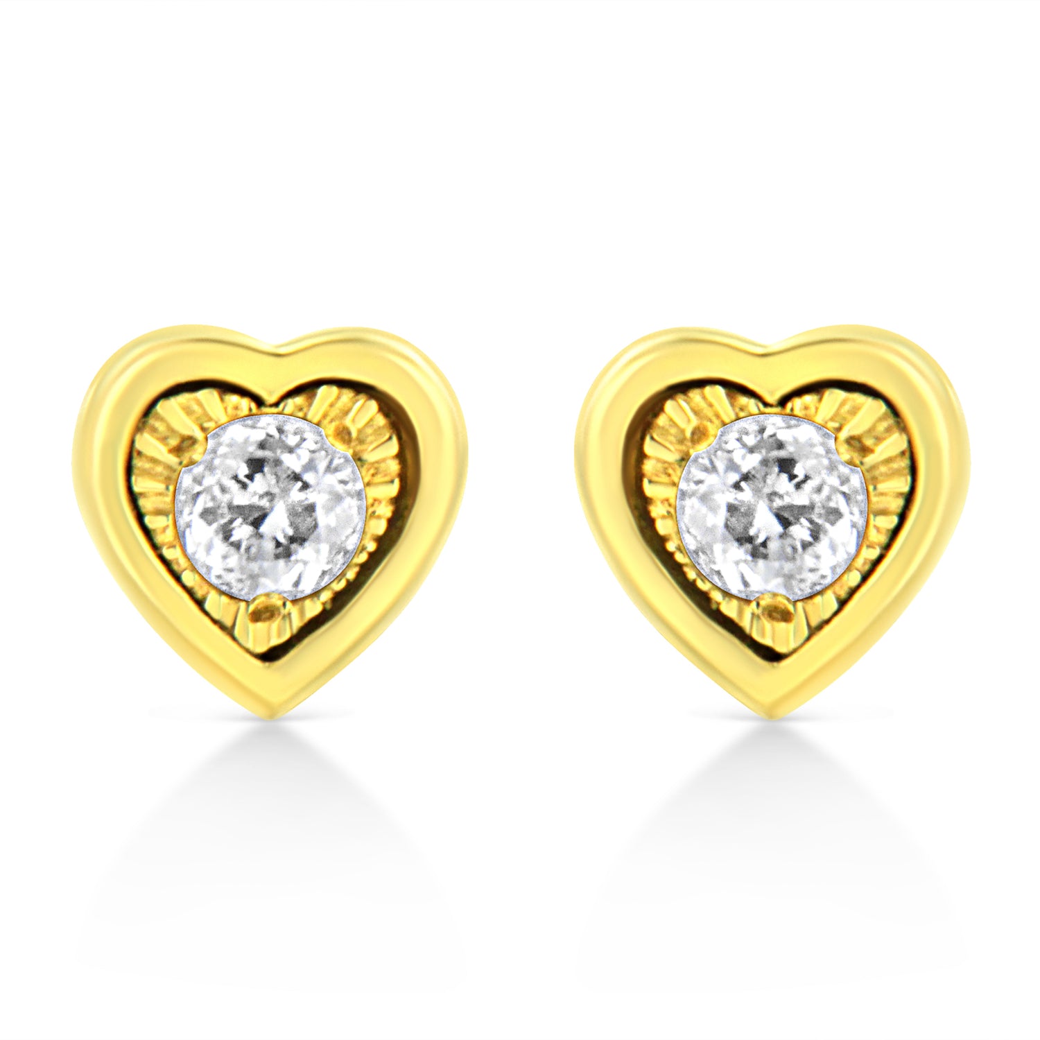 10K Yellow Gold Plated .925 Sterling Silver 1/10 Cttw Miracle-Set Diamond Circle Shape Stud Earrings (K-L Color, I2-I3 Clarity) by Bids.com