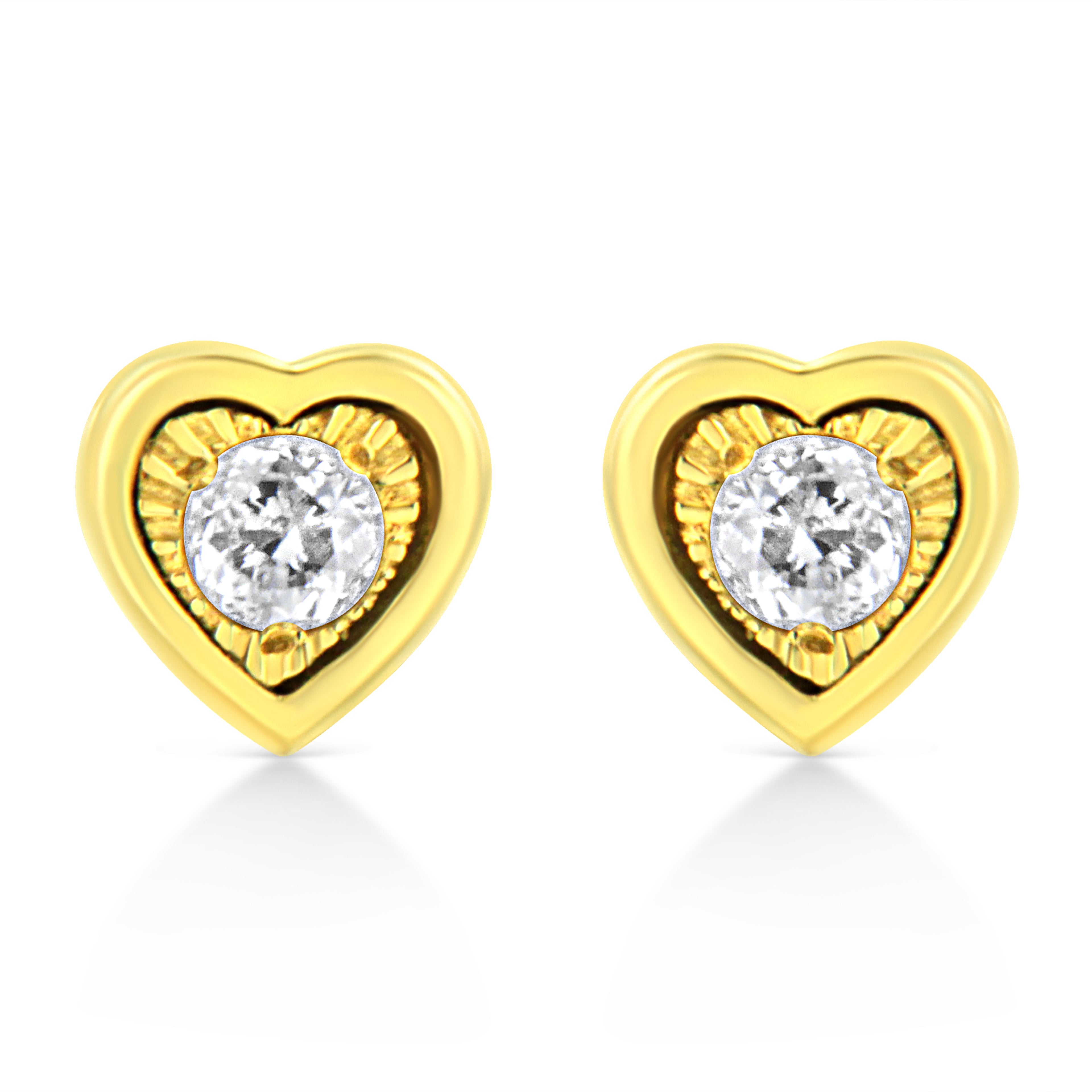 10K Yellow Gold Plated .925 Sterling Silver 1/10 Cttw Miracle-Set Diamond Circle Shape Stud Earrings (K-L Color, I2-I3 Clarity) by Bids.com