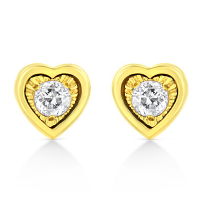 10K Yellow Gold Plated .925 Sterling Silver 1/10 Cttw Miracle-Set Diamond Circle Shape Stud Earrings (K-L Color, I2-I3 Clarity) by Bids.com