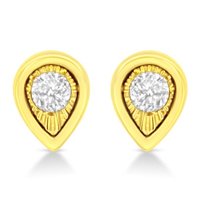 10K Yellow Gold Plated .925 Sterling Silver 1/10 Cttw Miracle-Set Diamond Circle Shape Stud Earrings (K-L Color, I2-I3 Clarity) by Bids.com