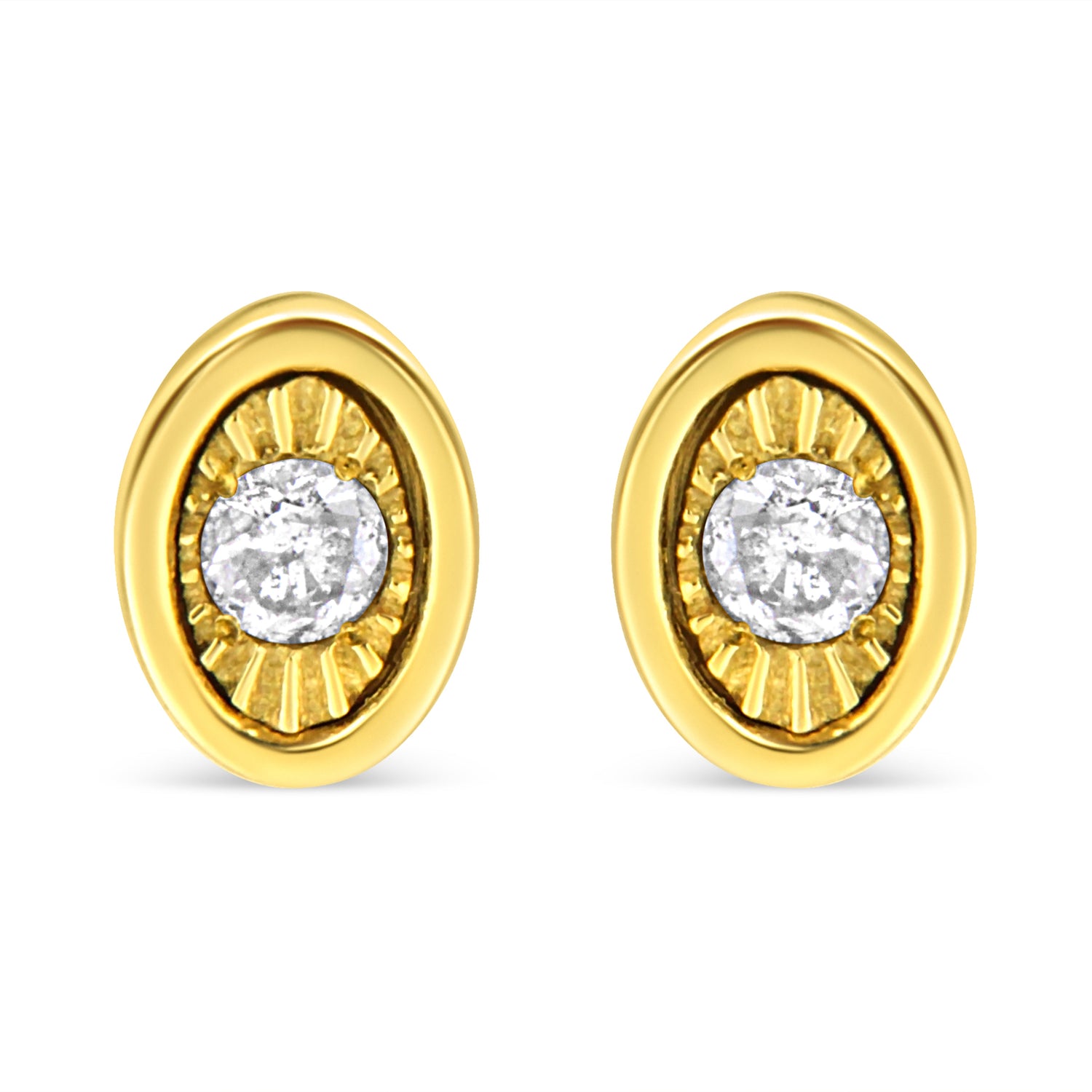 10K Yellow Gold Plated .925 Sterling Silver 1/10 Cttw Miracle-Set Diamond Circle Shape Stud Earrings (K-L Color, I2-I3 Clarity) by Bids.com