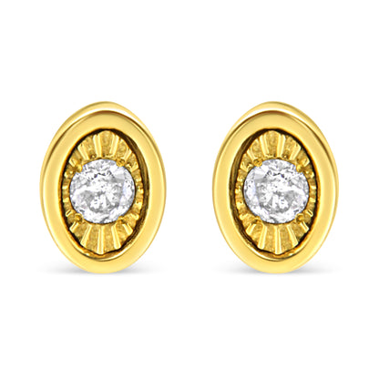 10K Yellow Gold Plated .925 Sterling Silver 1/10 Cttw Miracle-Set Diamond Circle Shape Stud Earrings (K-L Color, I2-I3 Clarity) by Bids.com