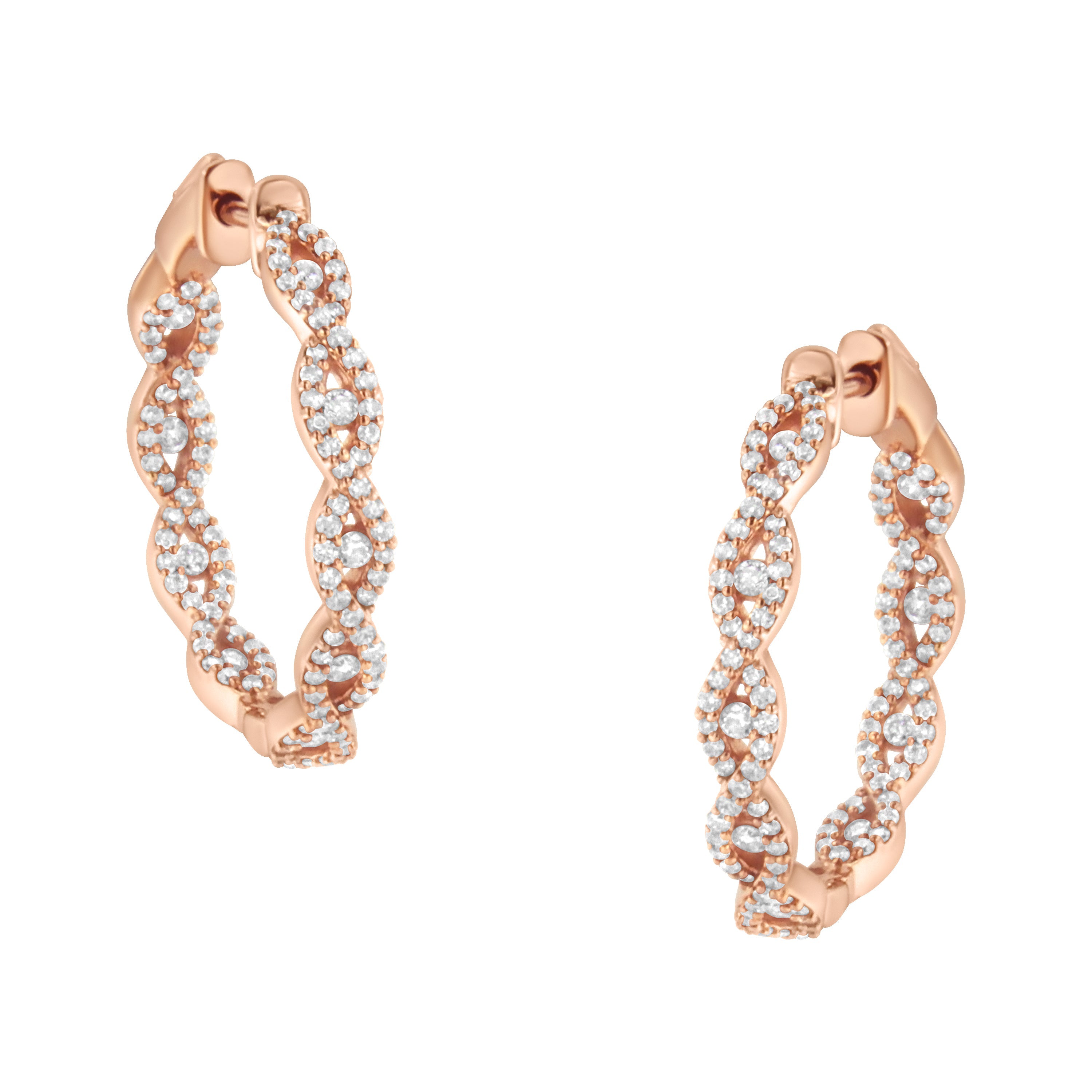 10K Rose Gold Diamond Hoop Earring (1 cttw, H-I Color, I1-I2 Clarity) by Bids.com
