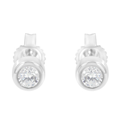 10K White Gold 1/5 Cttw Round Brilliant-Cut Near Colorless Diamond Bezel-Set Stud Earrings (H-I Color, I1-I2 Clarity) by Bids.com