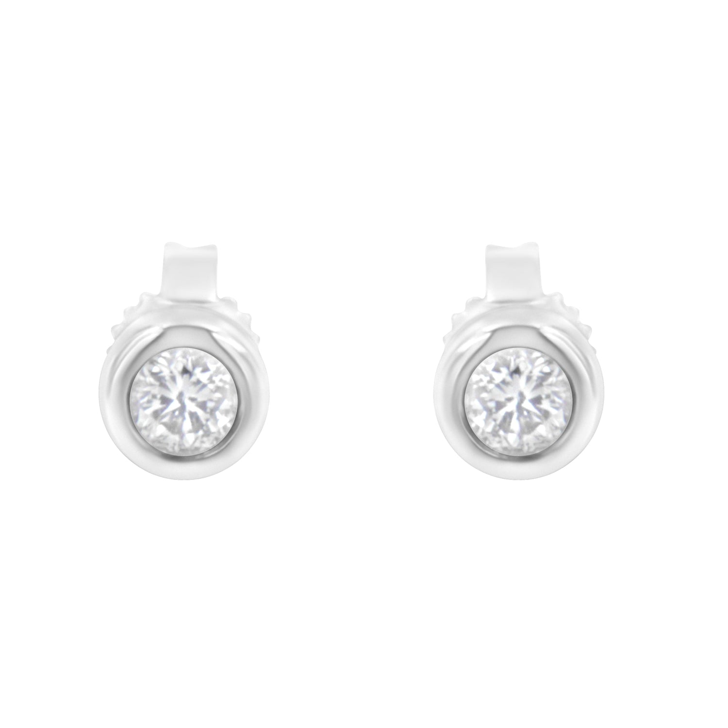 10K White Gold 1/4 Cttw Round Brilliant-Cut Near Colorless Diamond Bezel-Set Stud Earrings (H-I Color, I1-I2 Clarity) by Bids.com