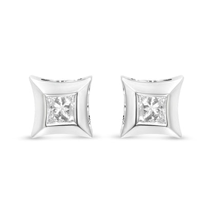 10K White Gold 1/3 Cttw Invisible Set Style Princess-Cut Diamond Stud Earrings (H-I Color, SI2-I1 Clarity) by Bids.com
