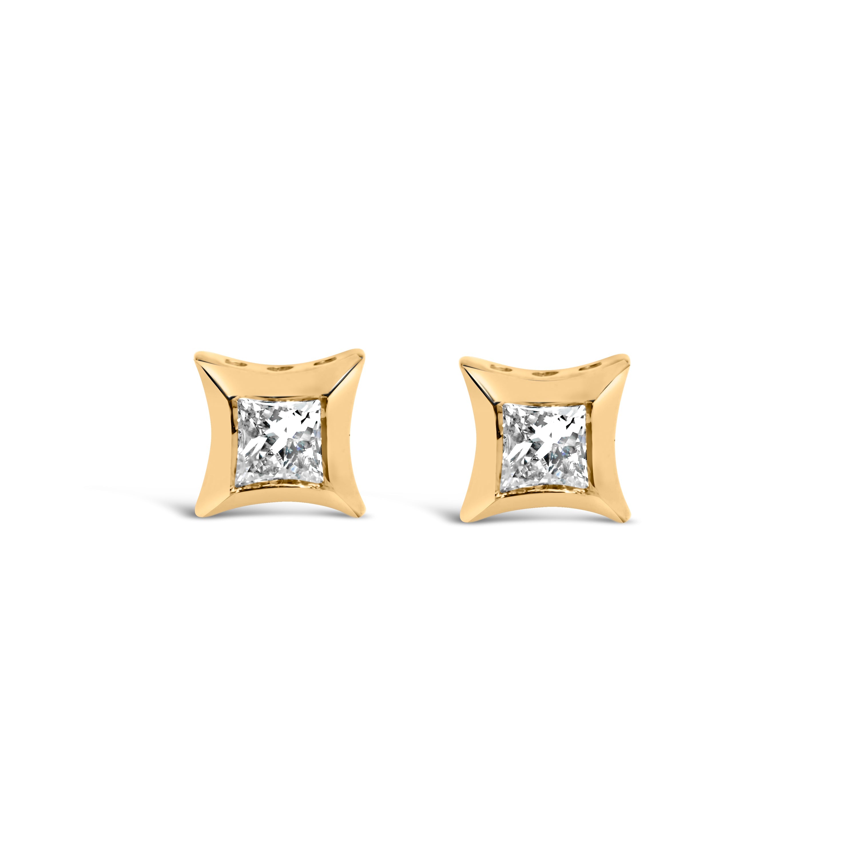 10K White Gold 1/5 Cttw Invisible Set Princess-Cut Diamond Stud Earrings (H-I Color, SI2-I1 Clarity) by Bids.com