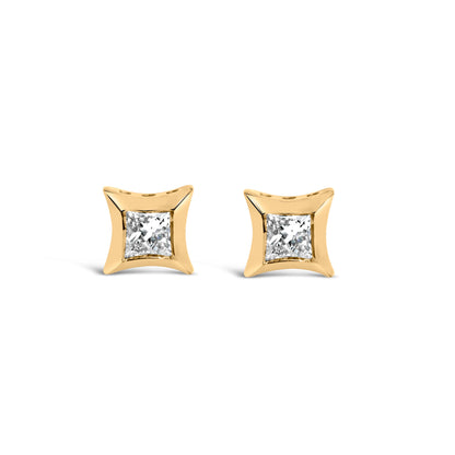 10K White Gold 1/5 Cttw Invisible Set Princess-Cut Diamond Stud Earrings (H-I Color, SI2-I1 Clarity) by Bids.com