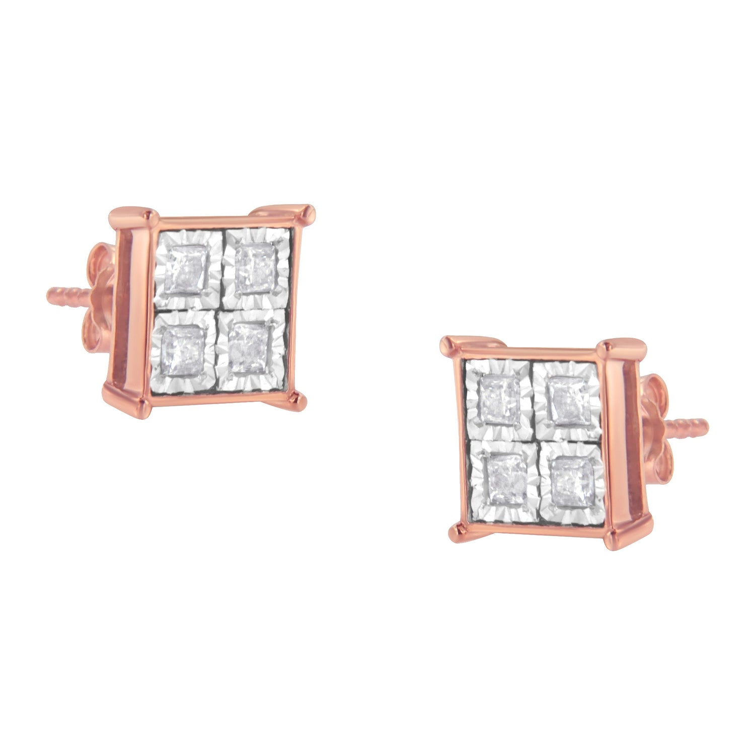 Rose Gold Plated Sterling Silver Diamond Composite Stud Earrings (3/4 cttw, J-K Color, I1-I2 Clarity) by Bids.com