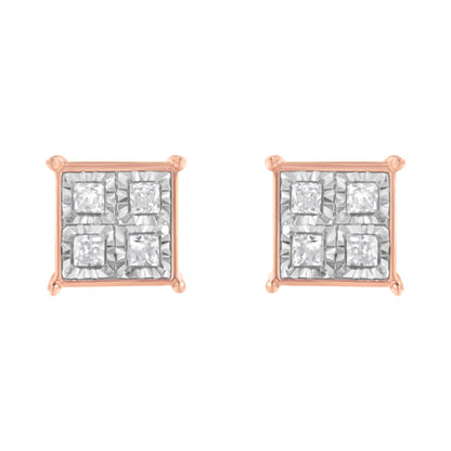 Rose Gold Plated Sterling Silver Diamond Composite Stud Earrings (3/4 cttw, J-K Color, I1-I2 Clarity) by Bids.com