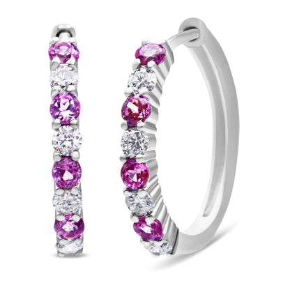 10K White Gold, Â½ Cttw Diamond, &amp; Â½ Cttw Lab-Grown Blue Sapphire Leverback Hoop Earrings (H-I Color, I1-I2 Clarity) by Bids.com