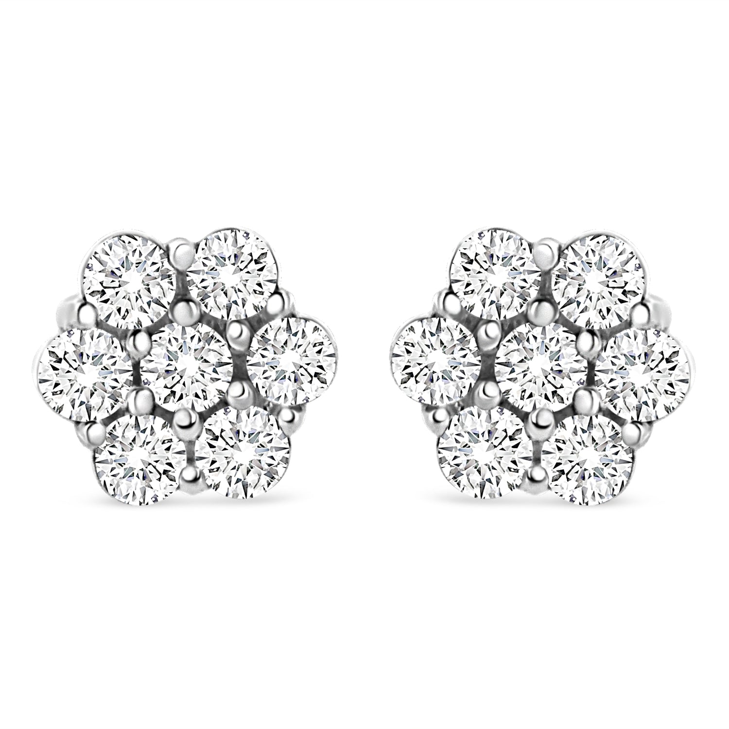 14K White Gold 1/2 cttw Round-Cut Diamond Floral Stud Earrings (I-J Color, SI2-I1 Clarity) by Bids.com