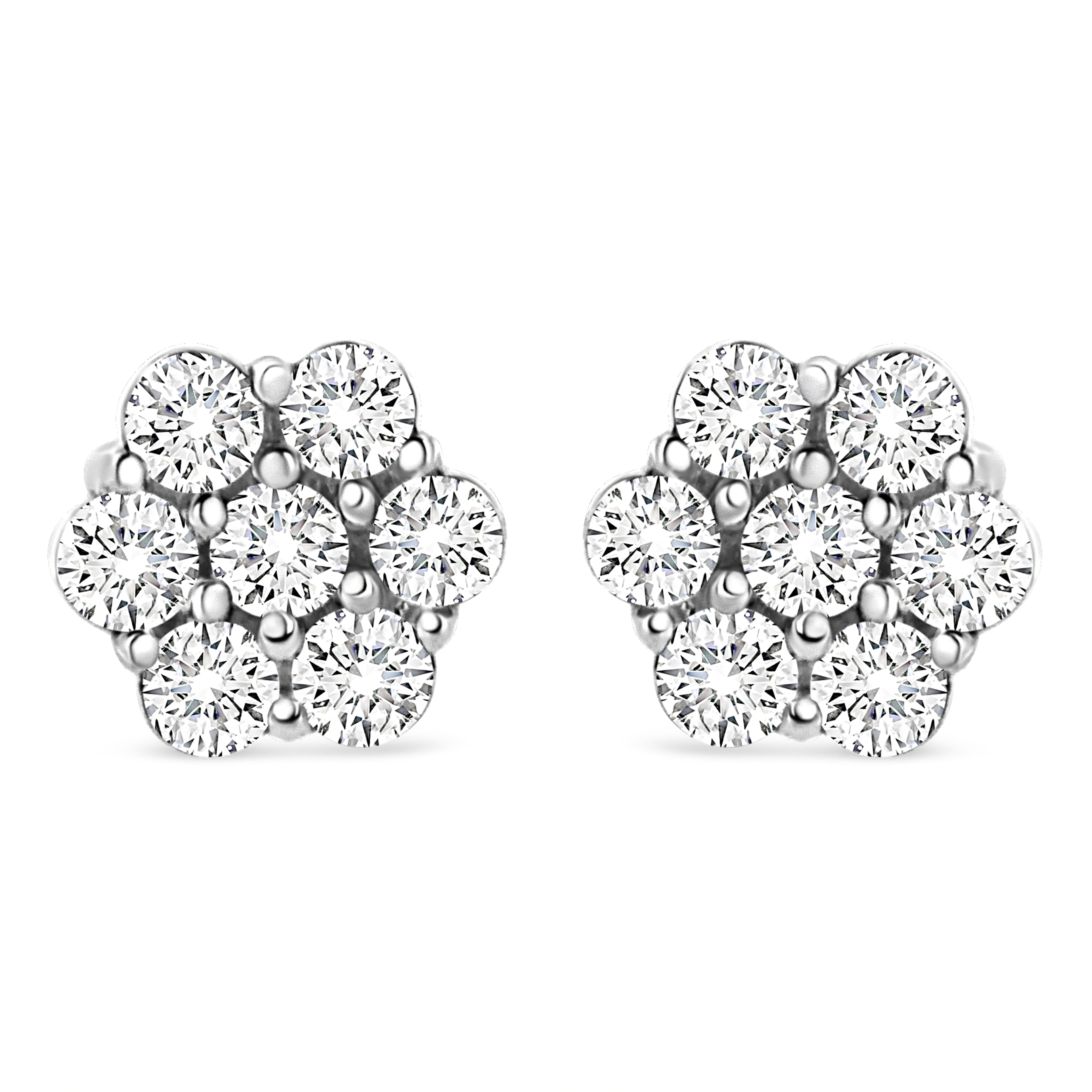 14K White Gold 1/2 cttw Round-Cut Diamond Floral Stud Earrings (I-J Color, SI2-I1 Clarity) by Bids.com