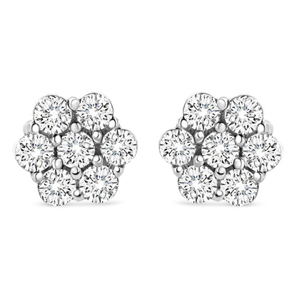 14K White Gold 1/2 cttw Round-Cut Diamond Floral Stud Earrings (I-J Color, SI2-I1 Clarity) by Bids.com