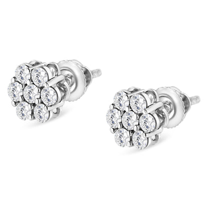 14K White Gold 1/2 cttw Round-Cut Diamond Floral Stud Earrings (I-J Color, SI2-I1 Clarity) by Bids.com