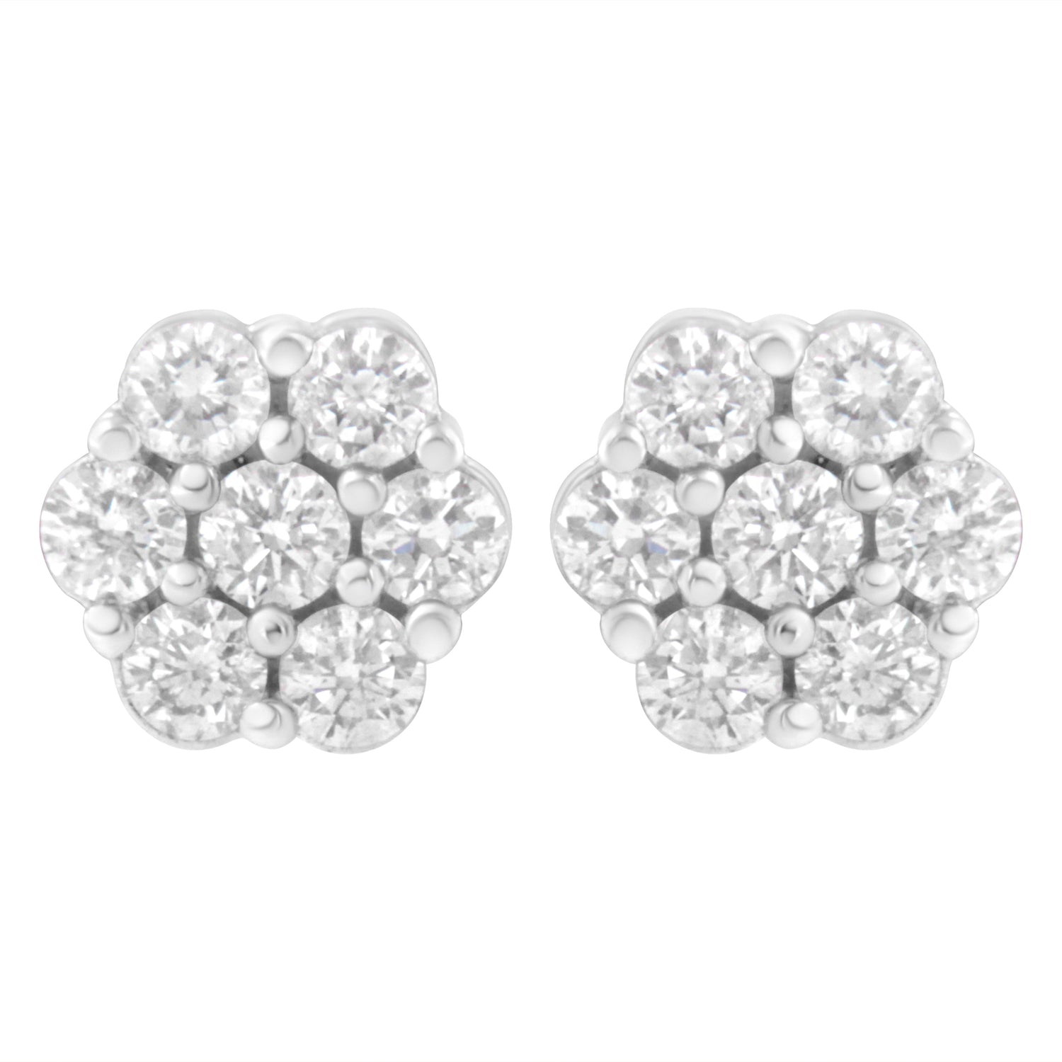 14KT White Gold 1 cttw Diamond Composite Stud Earrings (I-J, SI2-I1) by Bids.com