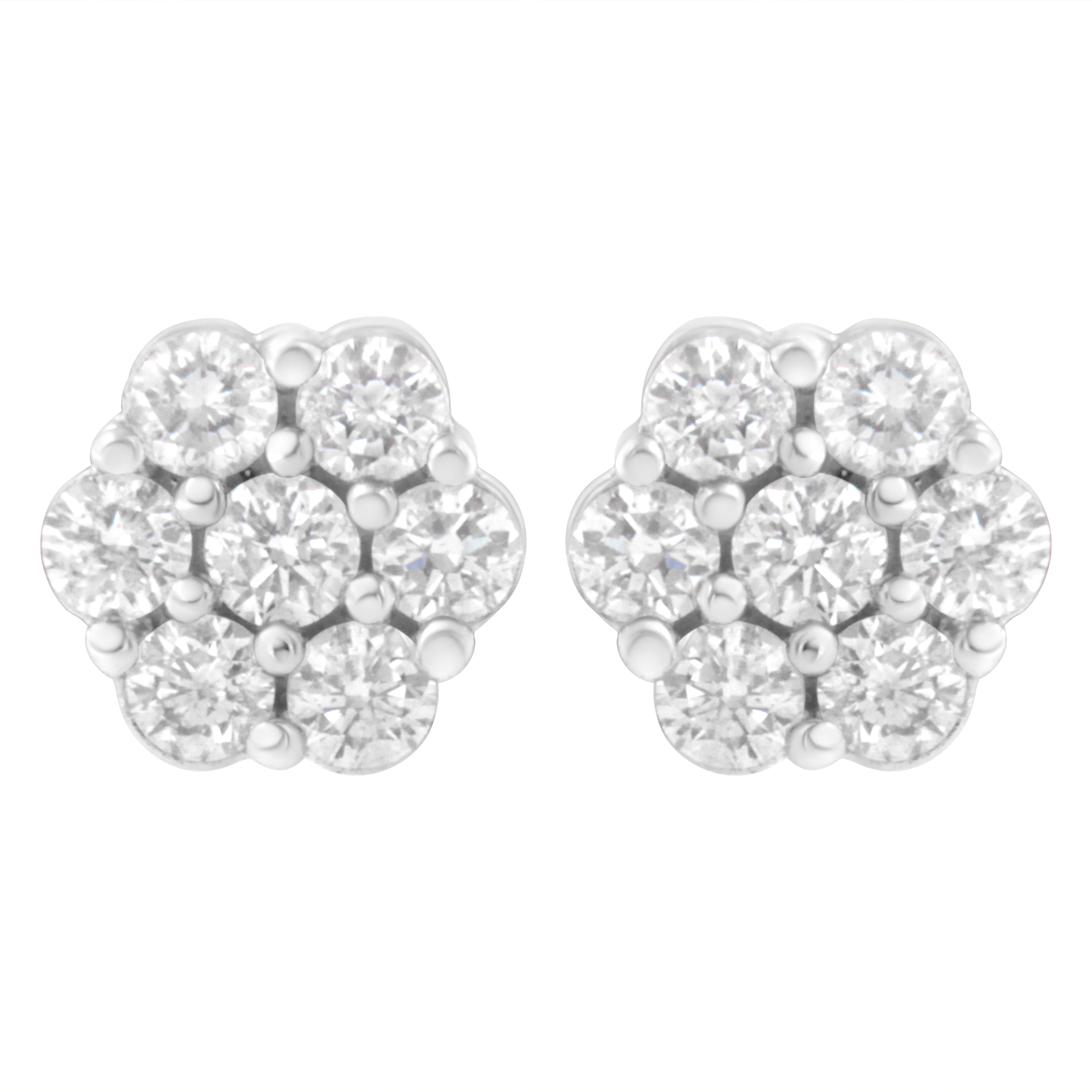 14KT White Gold 1 cttw Diamond Composite Stud Earrings (I-J, SI2-I1) by Bids.com