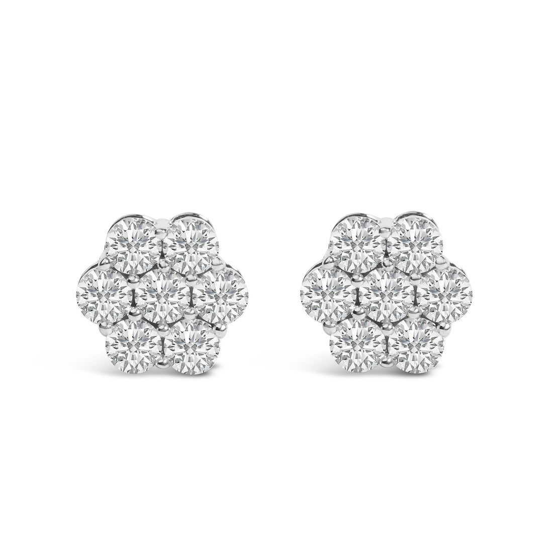 14KT White Gold 1 cttw Diamond Composite Stud Earrings (I-J, SI2-I1) by Bids.com