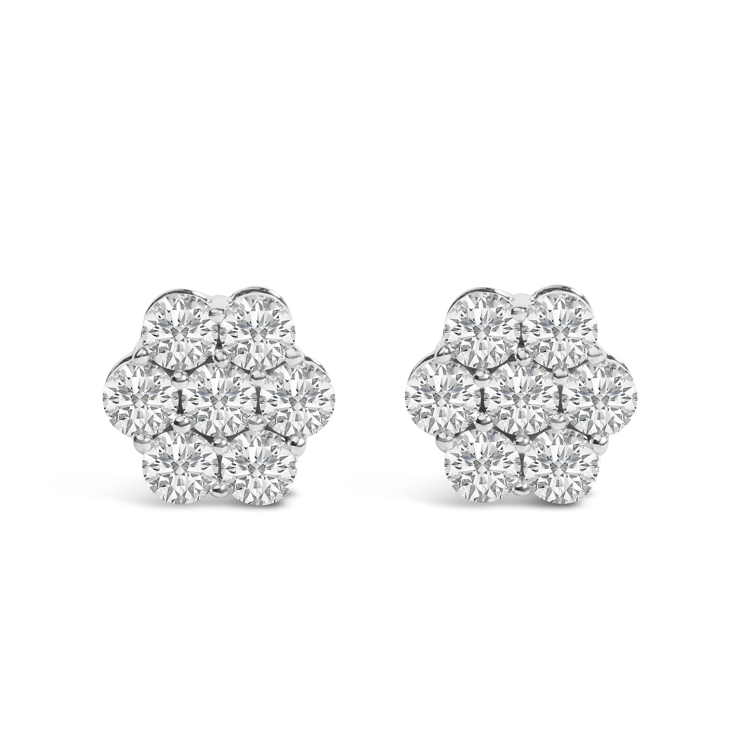 14KT White Gold 1 cttw Diamond Composite Stud Earrings (I-J, SI2-I1) by Bids.com