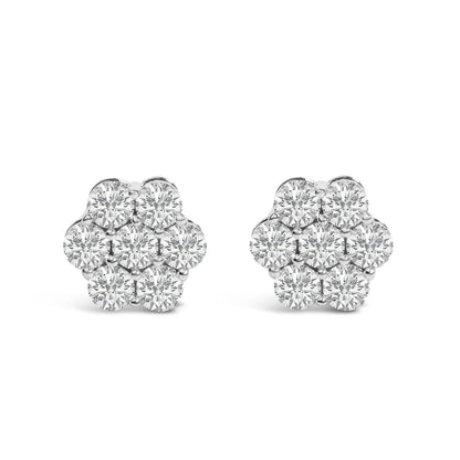 14KT White Gold 1 cttw Diamond Composite Stud Earrings (I-J, SI2-I1) by Bids.com