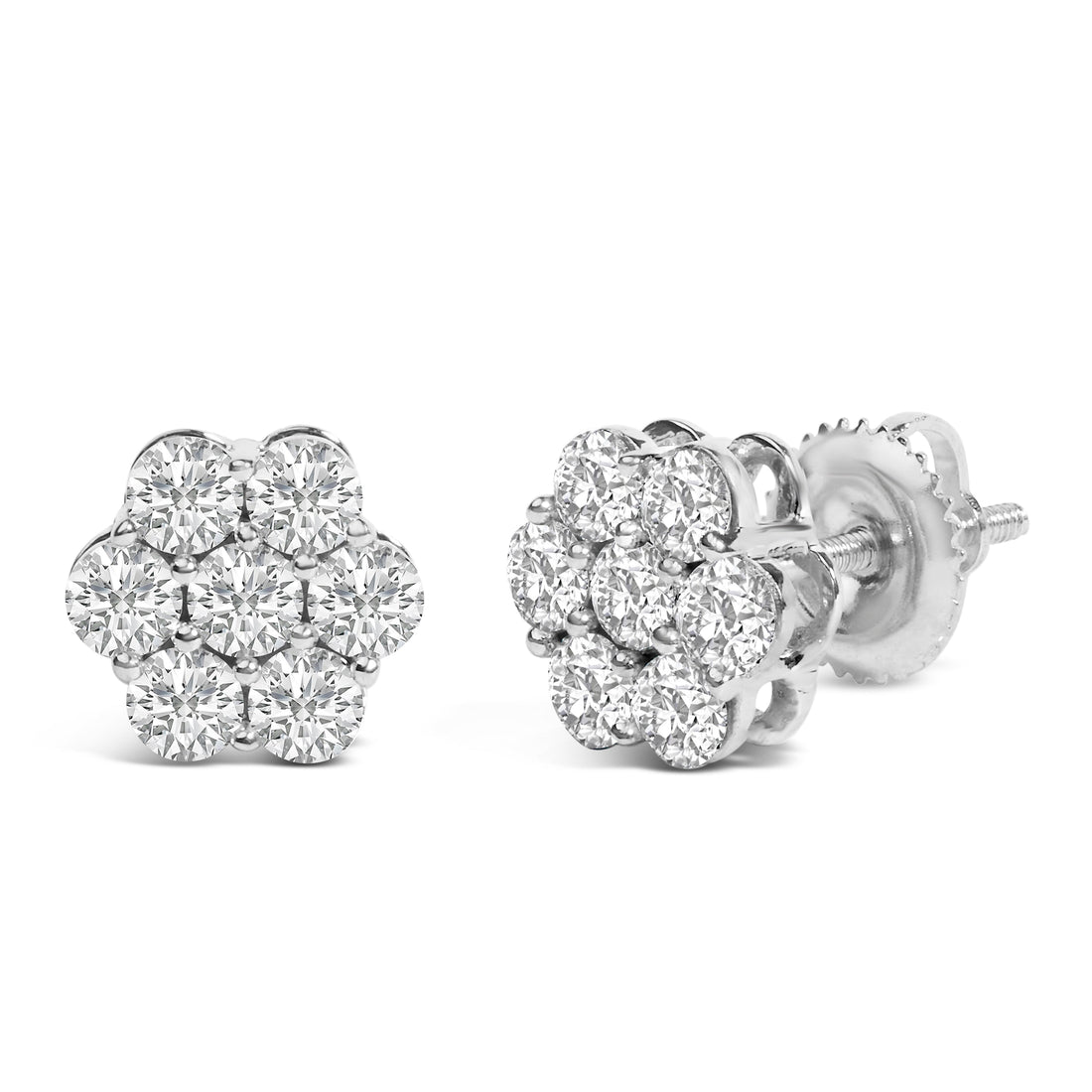 14KT White Gold 1 cttw Diamond Composite Stud Earrings (I-J, SI2-I1) by Bids.com