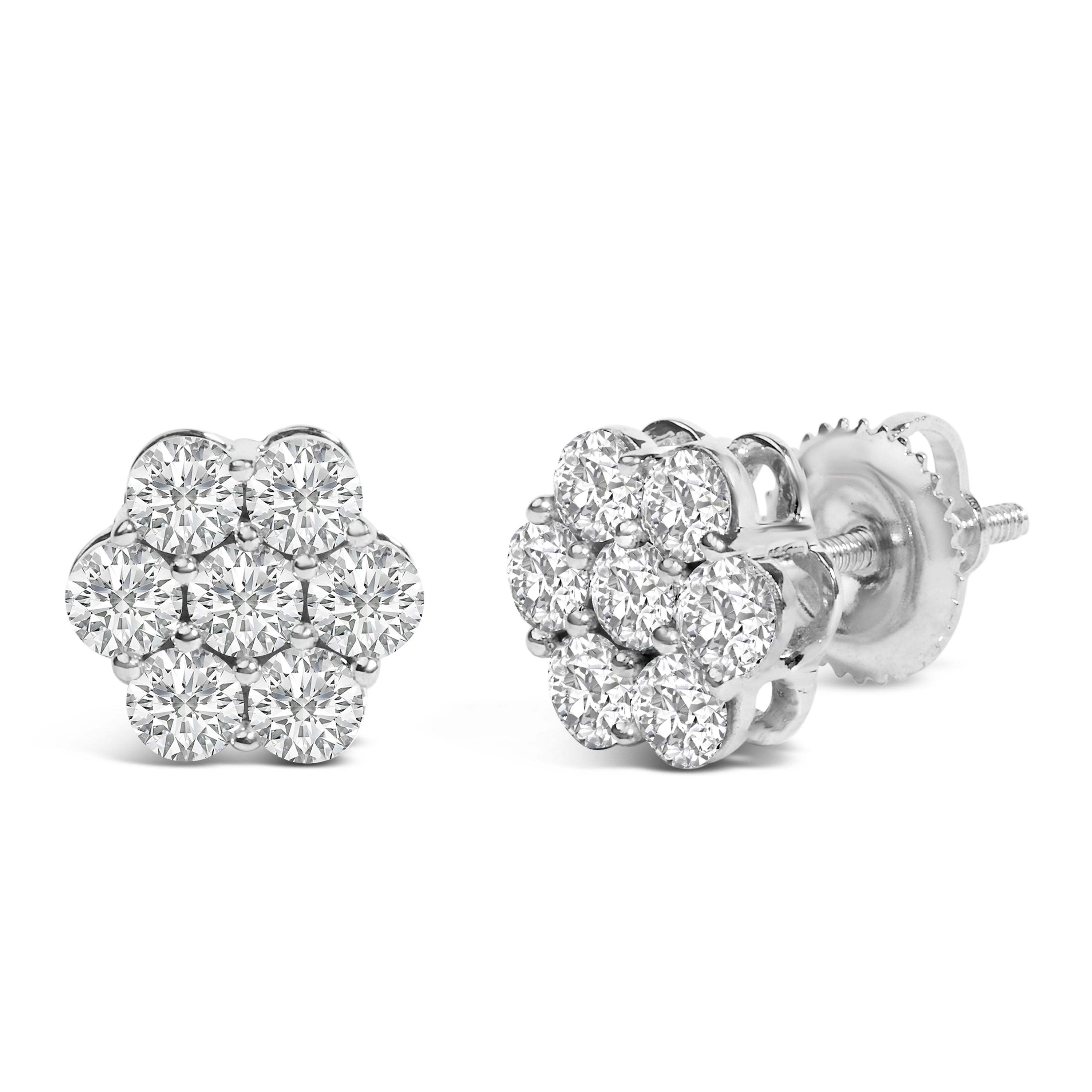 14KT White Gold 1 cttw Diamond Composite Stud Earrings (I-J, SI2-I1) by Bids.com