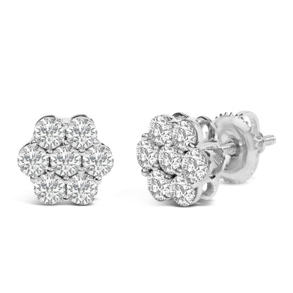 14KT White Gold 1 cttw Diamond Composite Stud Earrings (I-J, SI2-I1) by Bids.com